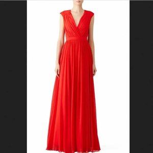 Badgley Mischka Gown Bright Red Chiffon (Size 4)
